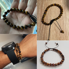 Natural Tiger Eye Stone Bracelet 4 6 8mm Round Beads Braided