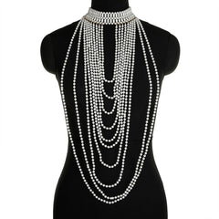 Sexy Women&#39;s Pearl Body Chains Bra Shawl Fashion Adjustable Size Shoulder Necklaces Tops Chain Wedding Dress Pearls Body Jewelry