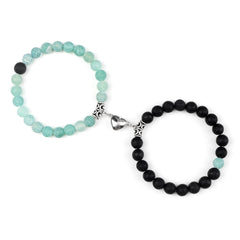 2pcs/set Natural Stone Beads Bracelet for Lovers Heart Magnet Attraction