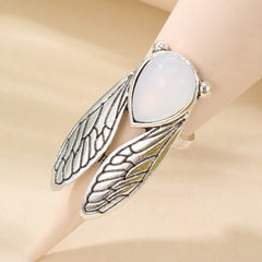 Cicada Gothic Rhinestone Opal Metal Finger Rings