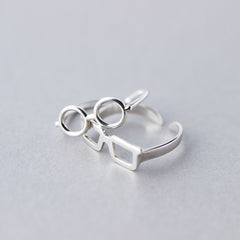 Fashion Glasses Frames Ring Simple Silver Color