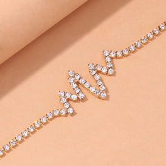 Rhinestone ECG Lightning Anklet