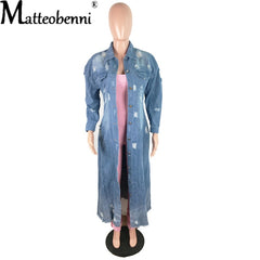 2021 Spring and Autumn New Retro Button Denim Jacket Ladies Lapel Stand Collar Slim Jacket Ladies Fringed Ripped Street Jacket