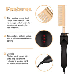 2 in1 Hot Comb Hair Straightener Electric Heating Comb