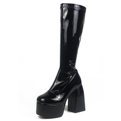 Sofia Platform Over The Knee High Boots Chunky Heels