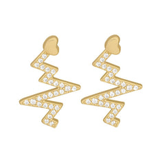 Zeojrlly Geometric Metal Women Classic Stud Earrings Korean Simple Lightning Love Earrings Simple Cute Jewelry