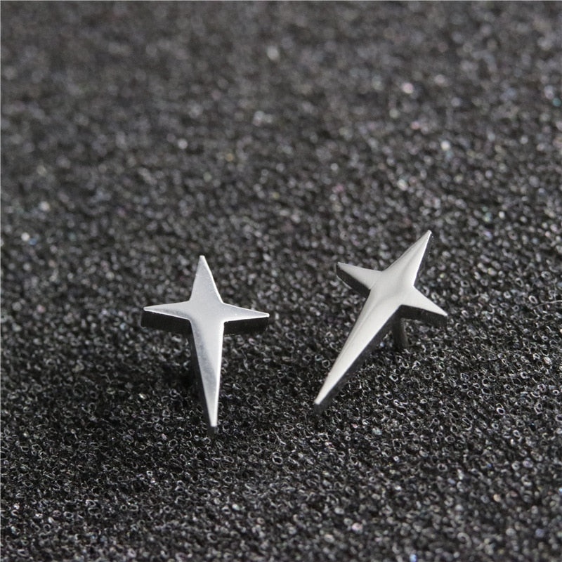 2023 Stainless Steel Earrings Geometric Women Men Hip hop Black Star Ghost Spike Stud Earring Fashion Jewelry Best Gift пирсинг