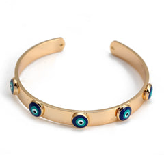 Lucky Eye Turkish Blue Evil Eye Bangle Copper Adjustable Fatima Hand Charm Cuff Bracelet