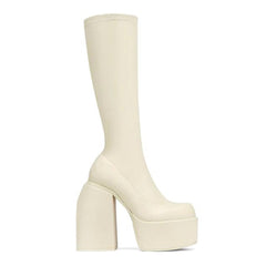 Sofia Platform Over The Knee High Boots Chunky Heels