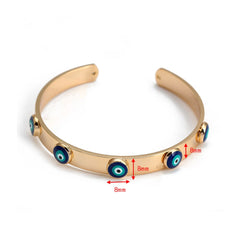 Lucky Eye Turkish Blue Evil Eye Bangle Copper Adjustable Fatima Hand Charm Cuff Bracelet