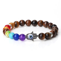 7 Chakra Bracelets Men Natural Tiger Eye Stone Lava Onyx Agates Beads Bracelet