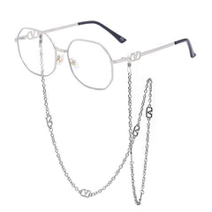 Retro Polygon Sunglasses with Glasses Chain