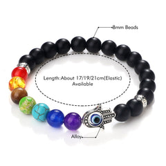 7 Chakra Bracelets Men Natural Tiger Eye Stone Lava Onyx Agates Beads Bracelet