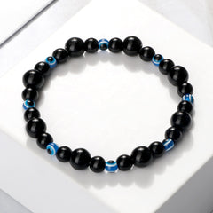 Blue Evil Eye Beaded Bracelets Natural Cat Eye Stone