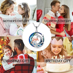 Ladies Fashion Animal Pendant Necklace Cute Mother Daughter Dolphin Crystal Jewelry Anniversary Birthday Mother&#39;s Day Gift