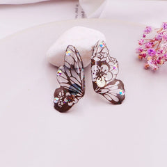 Fairy Gradient Blue Color Resin Butterfly Wings Drop Dangle Earrings