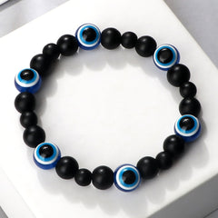 Blue Evil Eye Beaded Bracelets Natural Cat Eye Stone