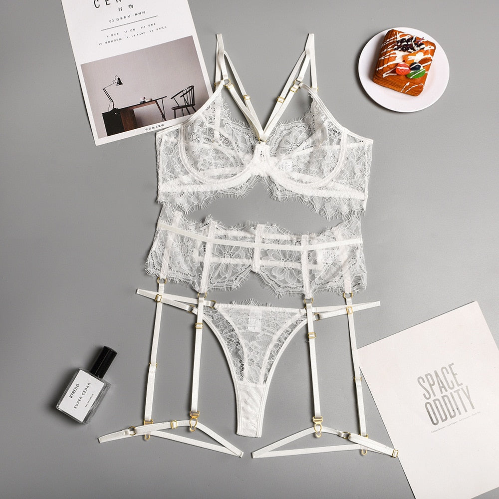 Ellolace Erotic Lingerie Sexy Underwear Lace Hollow Out Transparent Ex –  Fashionatix