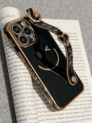 Plating Smiling Face Wrist Band Phone Case For iPhone