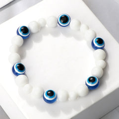 Blue Evil Eye Beaded Bracelets Natural Cat Eye Stone