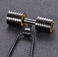 stainless steel fitness dumbbell pendant necklace