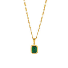 Square Green Zircon Pendant Necklace