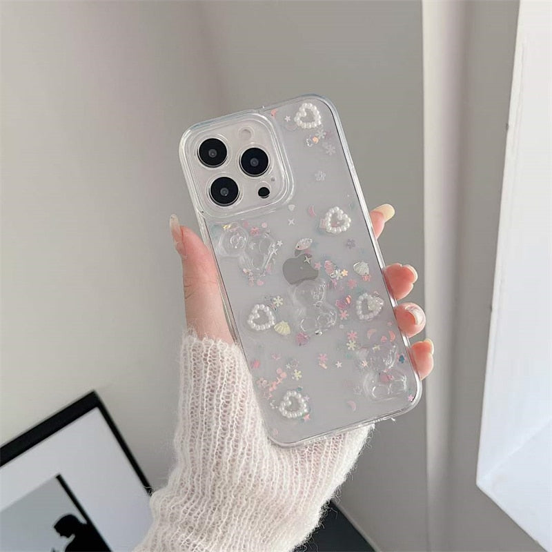 3D Crystal Bear Glitter Phone Case For iPhone