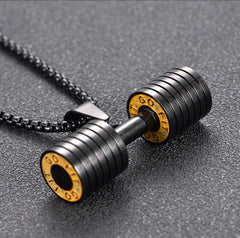 stainless steel fitness dumbbell pendant necklace