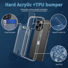 Crystal Clear Card Slot Wallet Holder Case For iPhone