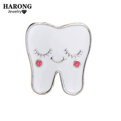 2 Color Classic Medical Cute Tooth Shape Brooch Zinc Alloy Gold Color Pin Dentist Nurse Enamel Pins Backpack Badge Women Gift