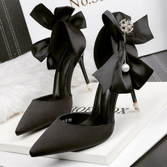 Bow-knot Pumps Shoes High Heels Sandals Stiletto Heels Pearl Shoes