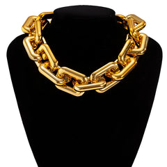 PuRui Punk Chunky Chain Choker Necklace for Women Hip Hop Gold Color Layered Collar Necklace Statement Fashion Jewelry