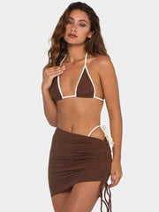 Solid Bikini 3 Piece Swimsuit