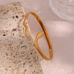 Stainless Steel Real Gold Plated Snake Gold Bangle