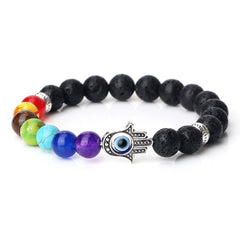 7 Chakra Bracelets Men Natural Tiger Eye Stone Lava Onyx Agates Beads Bracelet