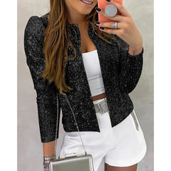 Sequin Jackets Women Glitter Long Sleeve