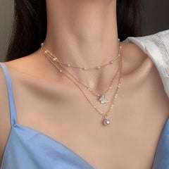 Simple Crystal Geometric Gold Color Pendant Necklace Set for Women Charms Fashion Square Rhinestone Female Vintage Jewelry 2022