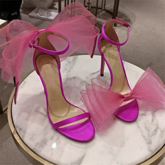 Big Butterfly-Knot Sandals High Heels Pumps Pointed Shoes Stiletto Shoe