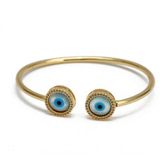 Lucky Eye Turkish Blue Evil Eye Bangle Copper Adjustable Fatima Hand Charm Cuff Bracelet