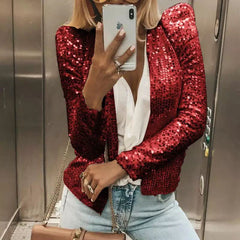 Sequin Jackets Women Glitter Long Sleeve