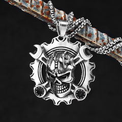 Mechanical Wrench Gear Skull Stainless Steel Necklaces