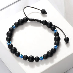 Blue Evil Eye Beaded Bracelets Natural Cat Eye Stone