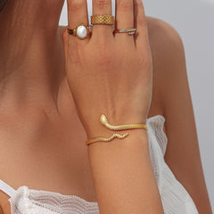 Stainless Steel Real Gold Plated Snake Gold Bangle