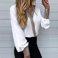 V-Neck Leopard Printed Shirts Summer Hot Top