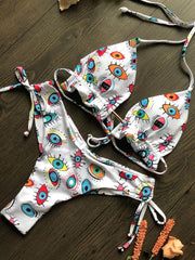 2022 Women Swimwear Female Swimsuit Sexy Bikini Swimwear Print Flower Bikinis Set Biquini Brazilian Beach Wear Bandage Bikinis