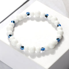 Blue Evil Eye Beaded Bracelets Natural Cat Eye Stone