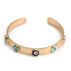 Lucky Eye Turkish Blue Evil Eye Bangle Copper Adjustable Fatima Hand Charm Cuff Bracelet