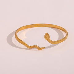 Stainless Steel Real Gold Plated Snake Gold Bangle