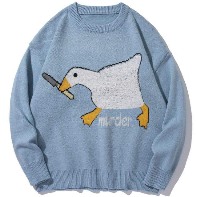 Murder Goose Pattern Knitted Sweater