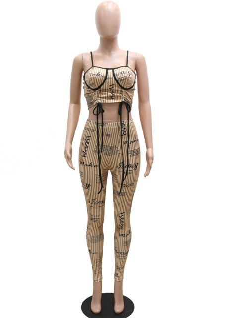 Chic Graffiti Print Legging Set